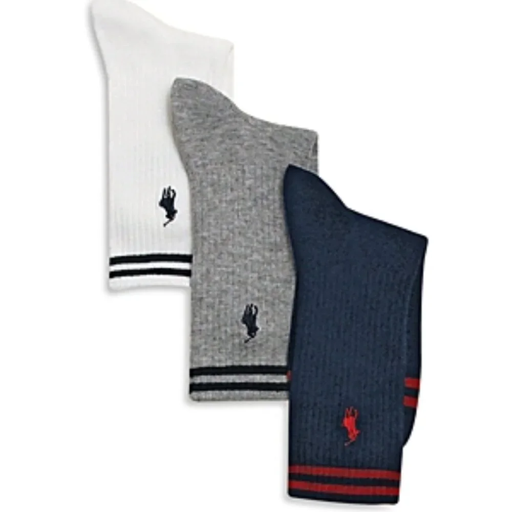 Polo Ralph Lauren Boy's 3-Pair Collegiate Stripe Socks Assorted
